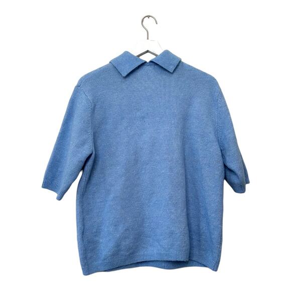 H&M Light Blue Fine Knit Embellished Short Sleeve Sweater Size XS - Picture 5 of 9